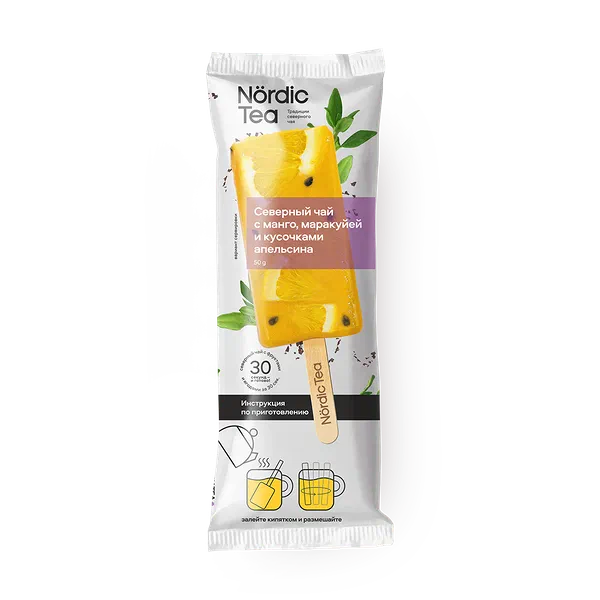 Северный чай Nordic Tea с манго, маракуйей и кусочками апельсина замороженный