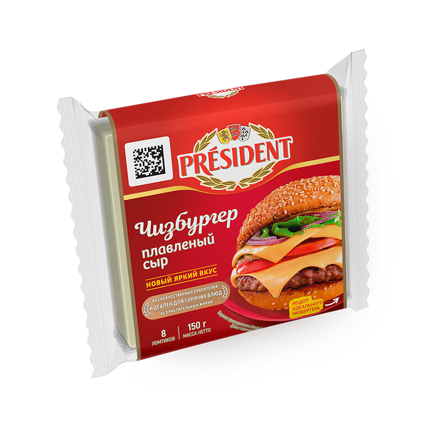 Сыр плавленый Чизбургер President 40%