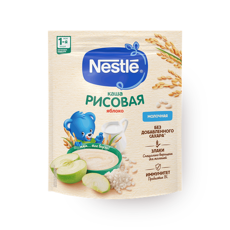 Каша рисовая молочная Nestle с яблоком, с пробиотиком BL с 4 месяцев