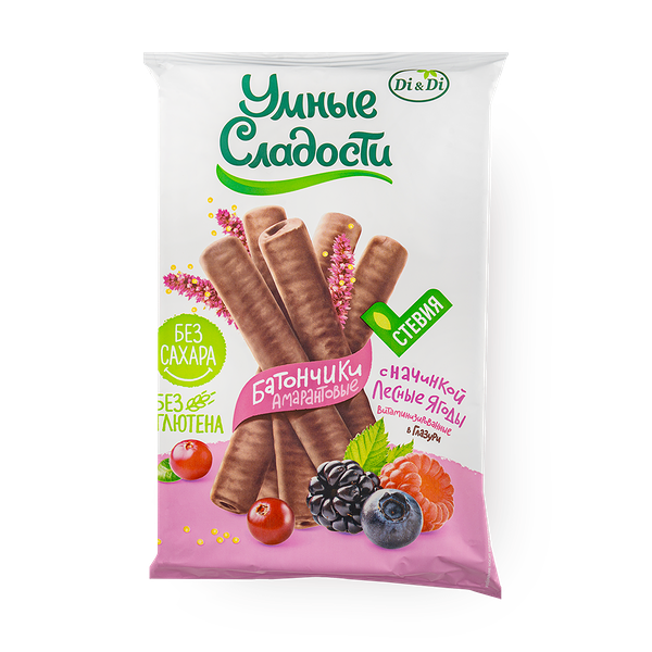 Батончики безглютеновые «Умные сладости» с начинкой лесная ягода