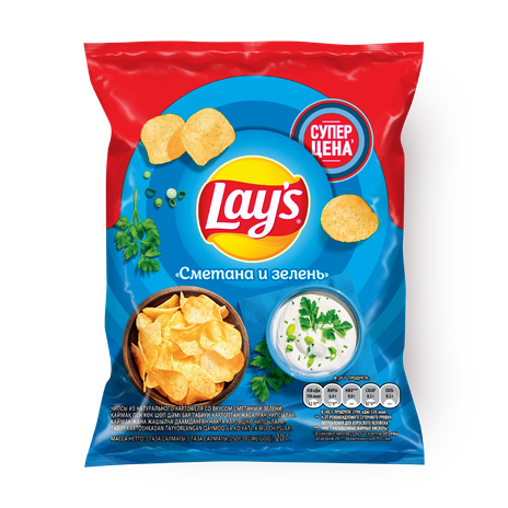 Чипсы картофельные Lays со вкусом сметаны и зелени