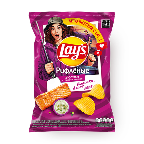 Чипсы Lay's Лосось в сливочном соусе рифлёные