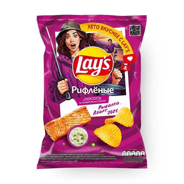 Чипсы Lay's Лосось в сливочном соусе рифлёные