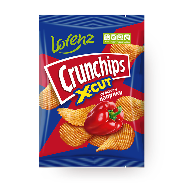 Чипсы картофельные Crunchips X-Cut со вкусом паприки рифлёные