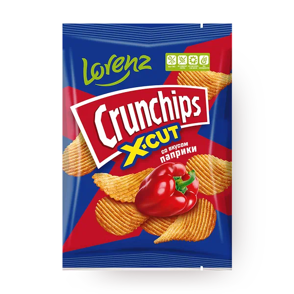 Чипсы картофельные Crunchips X-Cut со вкусом паприки рифлёные