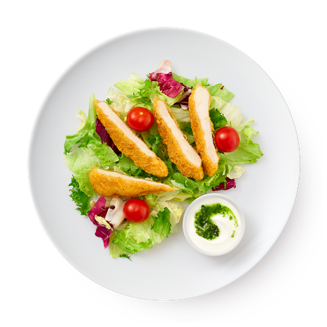 Салат овощной с цыплёнком и йогуртовой заправкой