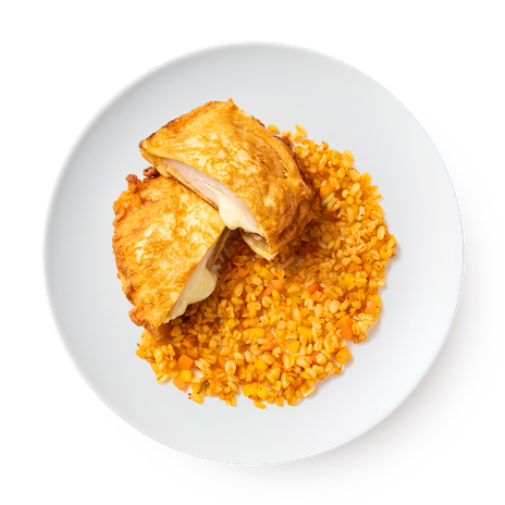 Куриная грудка с сыром и булгур с овощами