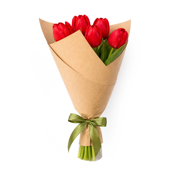 Букет из 5 красных тюльпанов