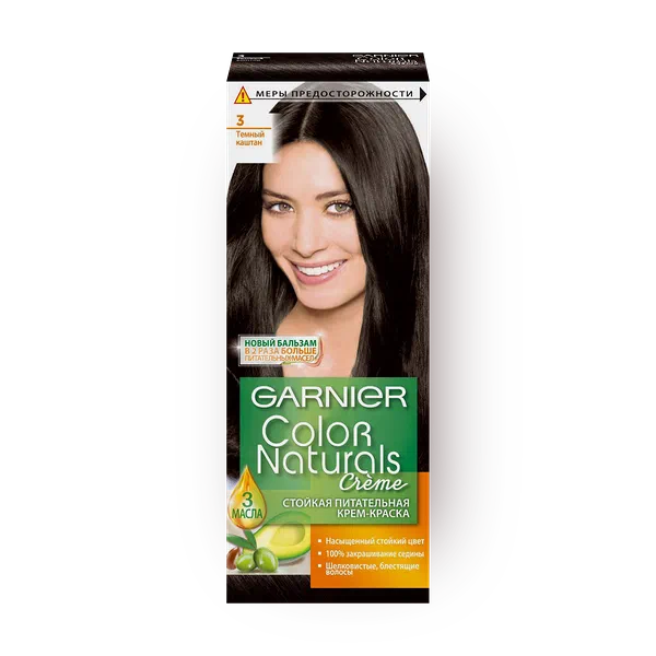 Крем-краска для волос Garnier Color Naturals оттенок 3 Тёмный каштан