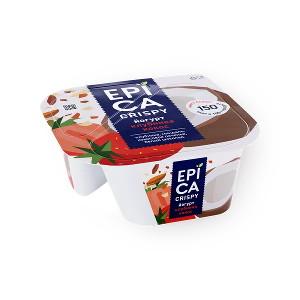 Йогурт Epica Crispy с клубникой и кокосом 7,3%
