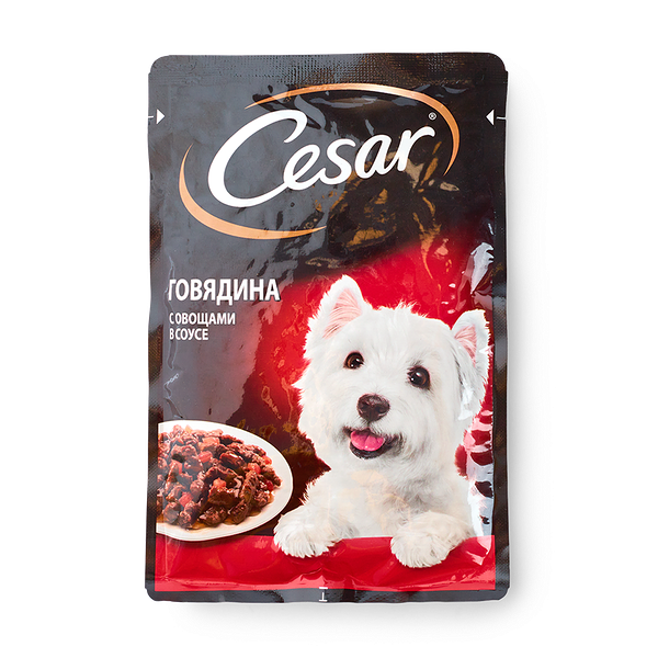 Корм влажный для собак Cesar говядина с овощами в соусе