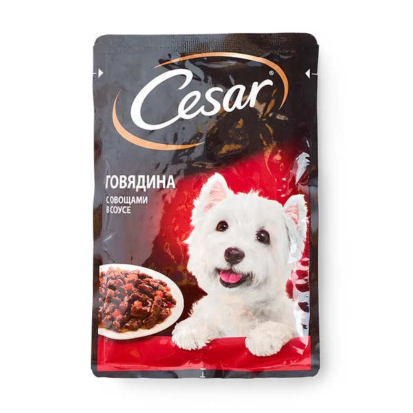 Корм влажный для собак Cesar говядина с овощами в соусе
