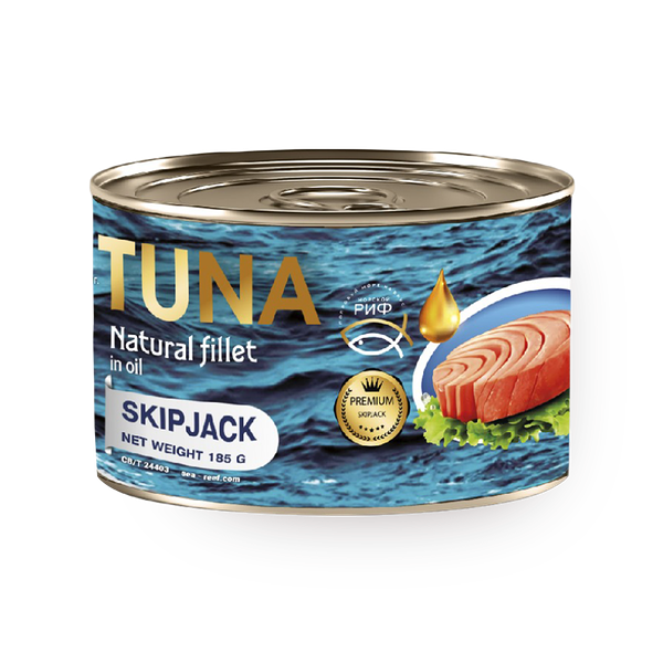 Тунец в кусках Skipjack «Морской риф» в растительном масле