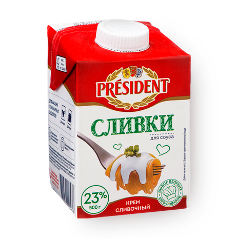 Сливки 23% President