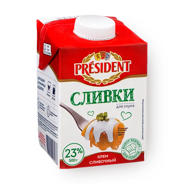 Сливки 23% President