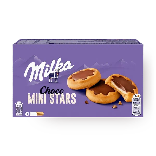 Печенье Choco Mini Stars Milka с молочной начинкой