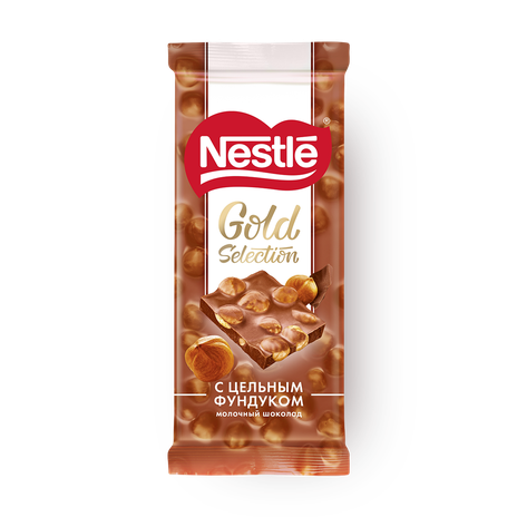Шоколад молочный Nestle Gold Selection с цельным фундуком