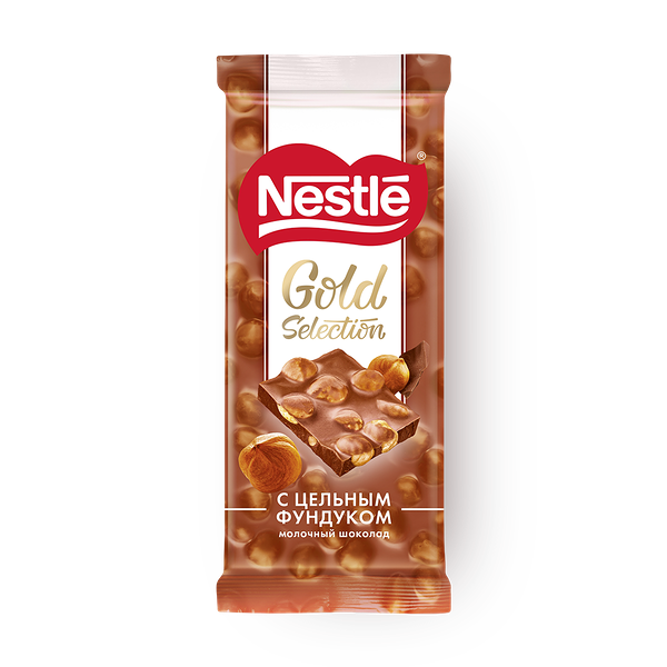 Шоколад молочный Nestle Gold Selection с цельным фундуком
