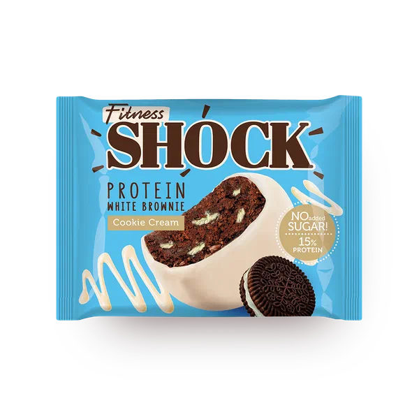 Бисквит протеиновый Брауни FitnesShock сливочное печенье в белом шоколаде