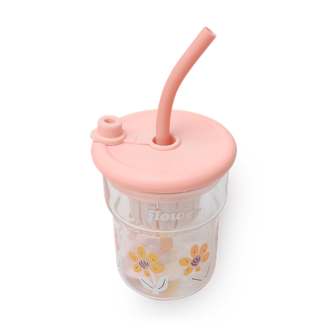 Стакан стеклянный Flower розовый 500 мл