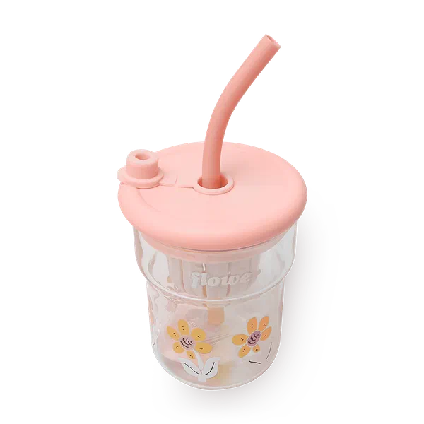 Стакан стеклянный Flower розовый 500 мл