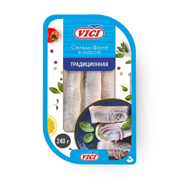 Сельдь филе в масле Традиционная Vici охлаждённая