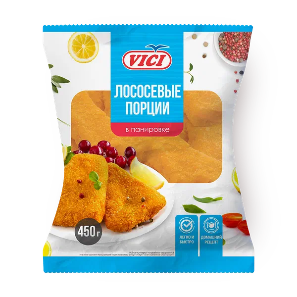 Лососевые порции в золотистой корочке Vici замороженные