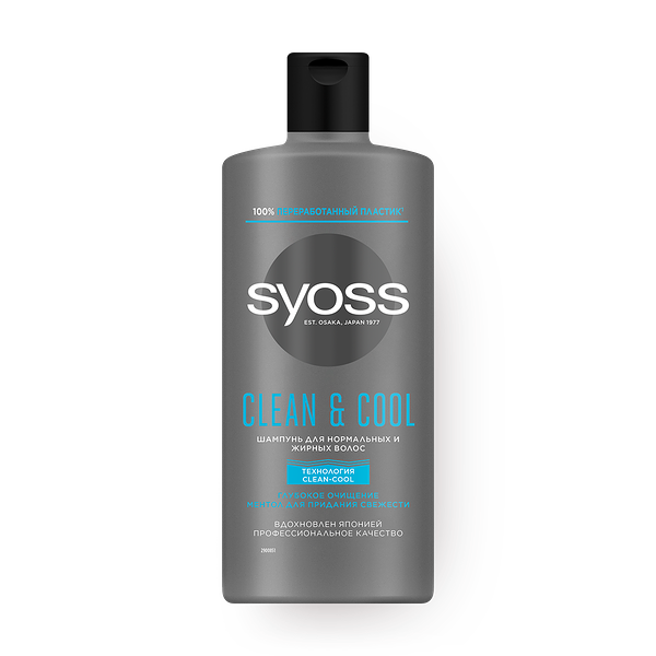 Шампунь Syoss Clean And Cool Глубокое очищение для нормальных и жирных волос с ментолом