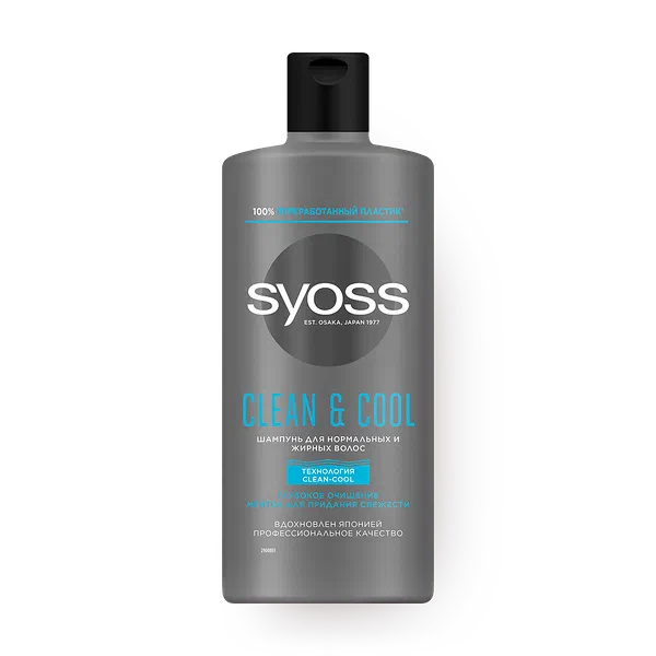 Шампунь Syoss Clean And Cool Глубокое очищение для нормальных и жирных волос с ментолом