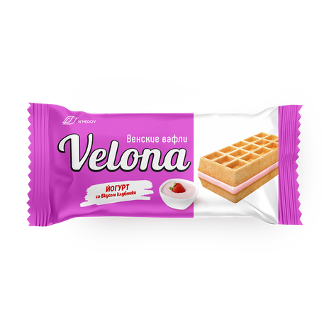 Мягкие вафли Йогурт со вкусом клубники Velona