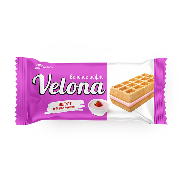 Мягкие вафли Йогурт со вкусом клубники Velona