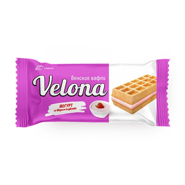 Мягкие вафли Йогурт со вкусом клубники Velona