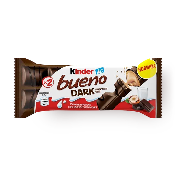 Батончик вафельный Kinder Bueno Dark в тёмном шоколаде