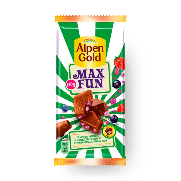 Шоколад Max Fun Alpen Gold c фруктово-ягодными кусочками