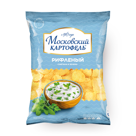 Чипсы «Московский картофель» сметана и зелень рифлёные