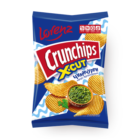 Чипсы картофельные Crunchips X-Cut со вкусом аргентинского соуса Чимичурри рифлёные