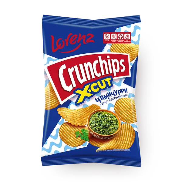 Чипсы картофельные Crunchips X-Cut со вкусом аргентинского соуса Чимичурри рифлёные