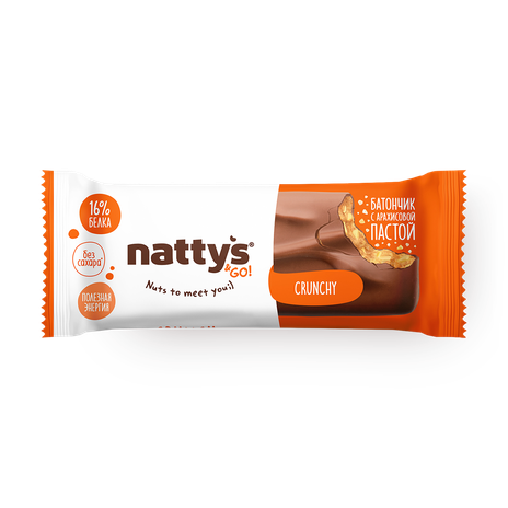 Батончик шоколадный Crunchy Nattys&Go! с арахисовой пастой