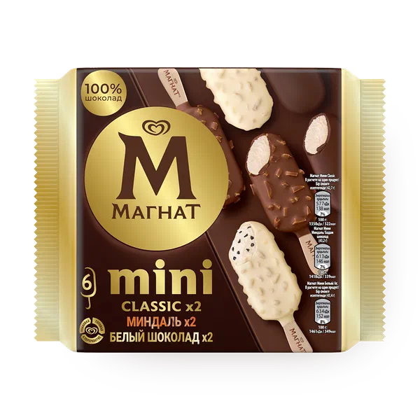 Мороженое «Магнат» mini Classic миндаль и белый шоколад