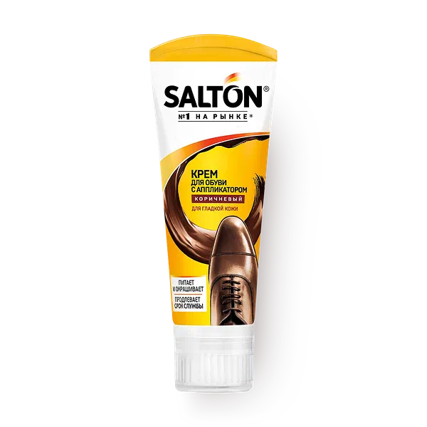 Крем для обуви Salton для гладкой кожи с аппликатором коричневый