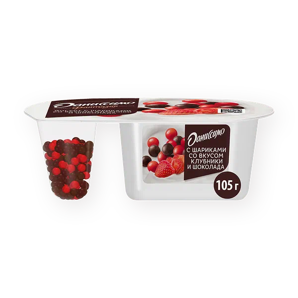 Йогурт «Даниссимо» Фантазия со вкусом клубники и шоколада с шариками 6,9%