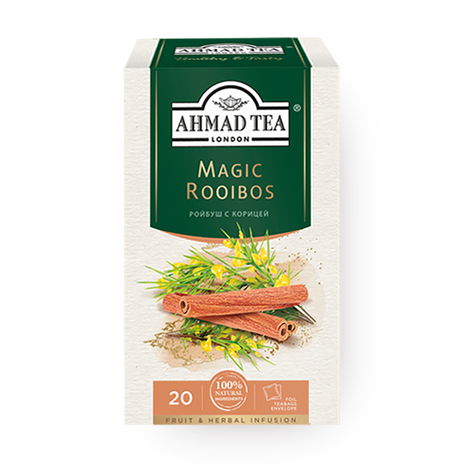 Чай травяной Ройбуш Magic Rooibos Ahmad Tea с корицей в пакетиках