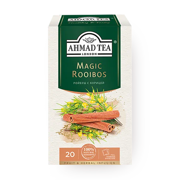 Чай травяной Ройбуш Magic Rooibos Ahmad Tea с корицей в пакетиках