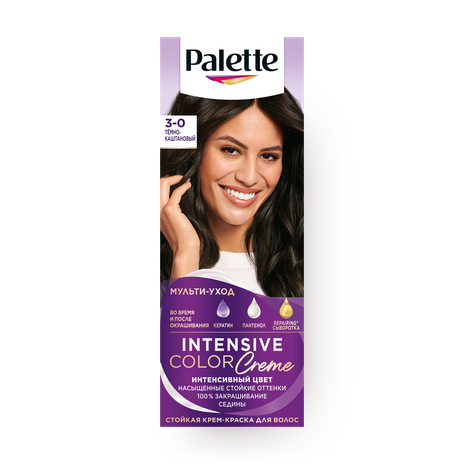 Крем-краска для волос Интенсивный цвет «Палетт» 3-0 N2 тёмно-каштановый