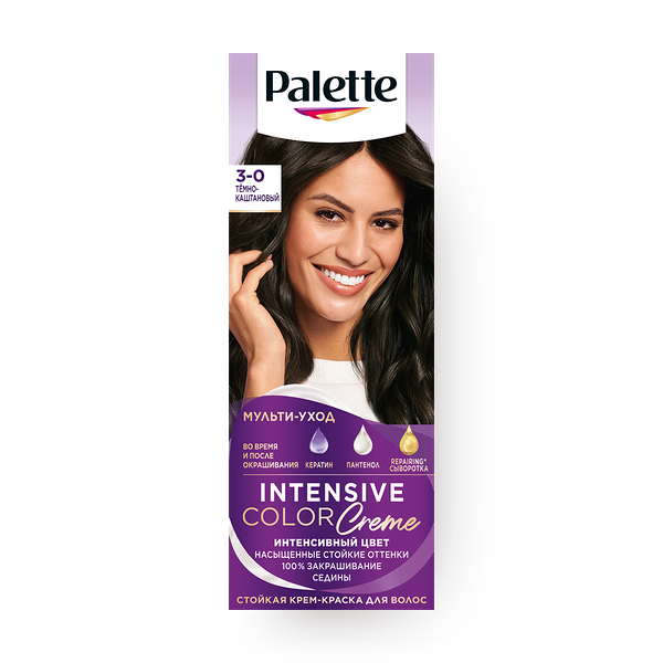 Крем-краска для волос Интенсивный цвет «Палетт» 3-0 N2 тёмно-каштановый