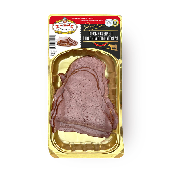 Говядина «Первомайские деликатесы» деликатесная, варено-копченая нарезка