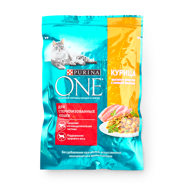 Влажный корм для стерилизованных кошек Purina One с курицей и зелёной фасолью
