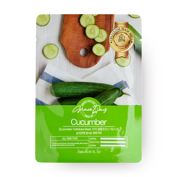 Маска для лица Grace Day увлажняющая для всех типов кожи с огурцом