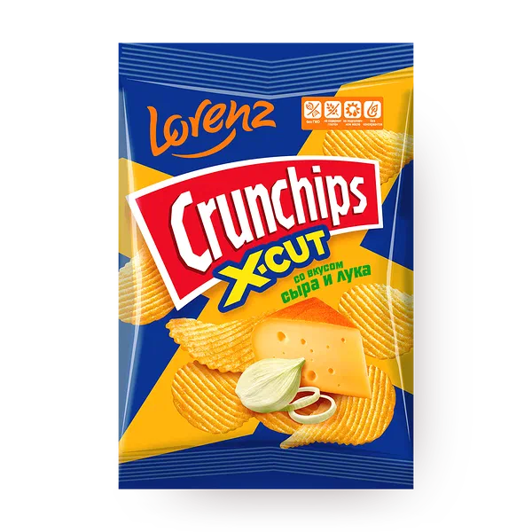Чипсы картофельные Crunchips X-Cut со вкусом сыра и лука рифлёные
