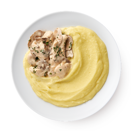Курица в сливочном соусе с грибами и картофельным пюре «Из Лавки»